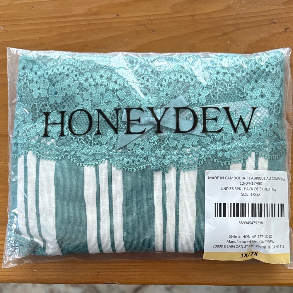 Honeydew Intimates Teal and White Striped Undies